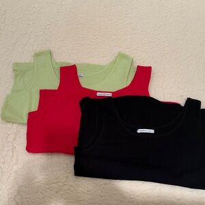 Set of Women’s Three Tank Tops - Red, Green, Black Sz L
